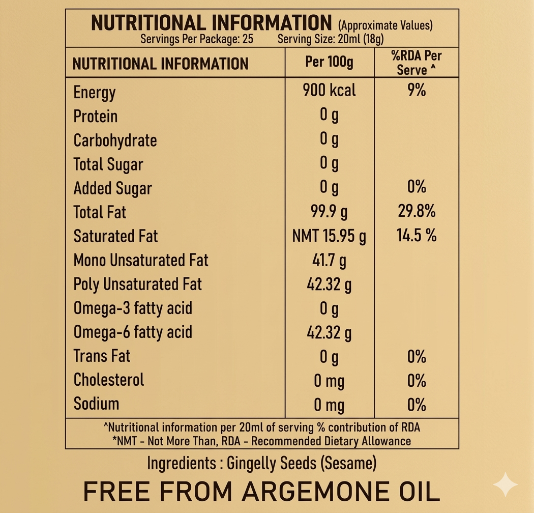 Gingelly Oil 15 Kg Tin (Wood Pressed)